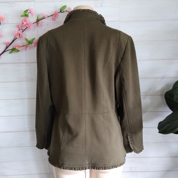 Chico's women's army green open front blazer - Picture 3 of 7